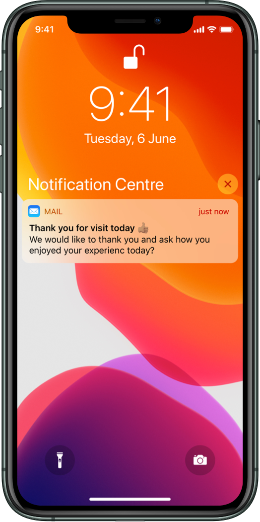 Lock screen email notification