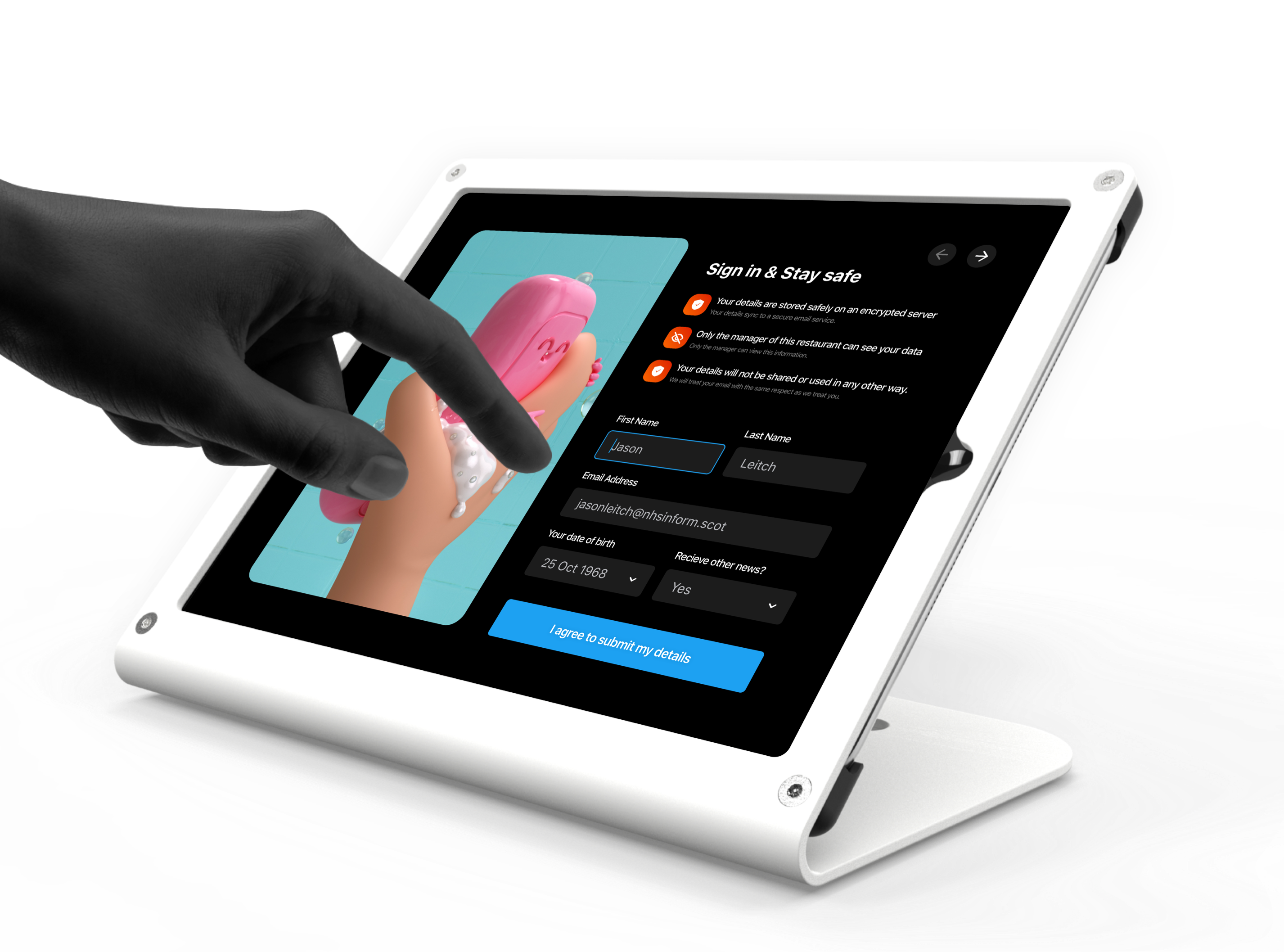 collecting customer emails using Reach restaurant installation